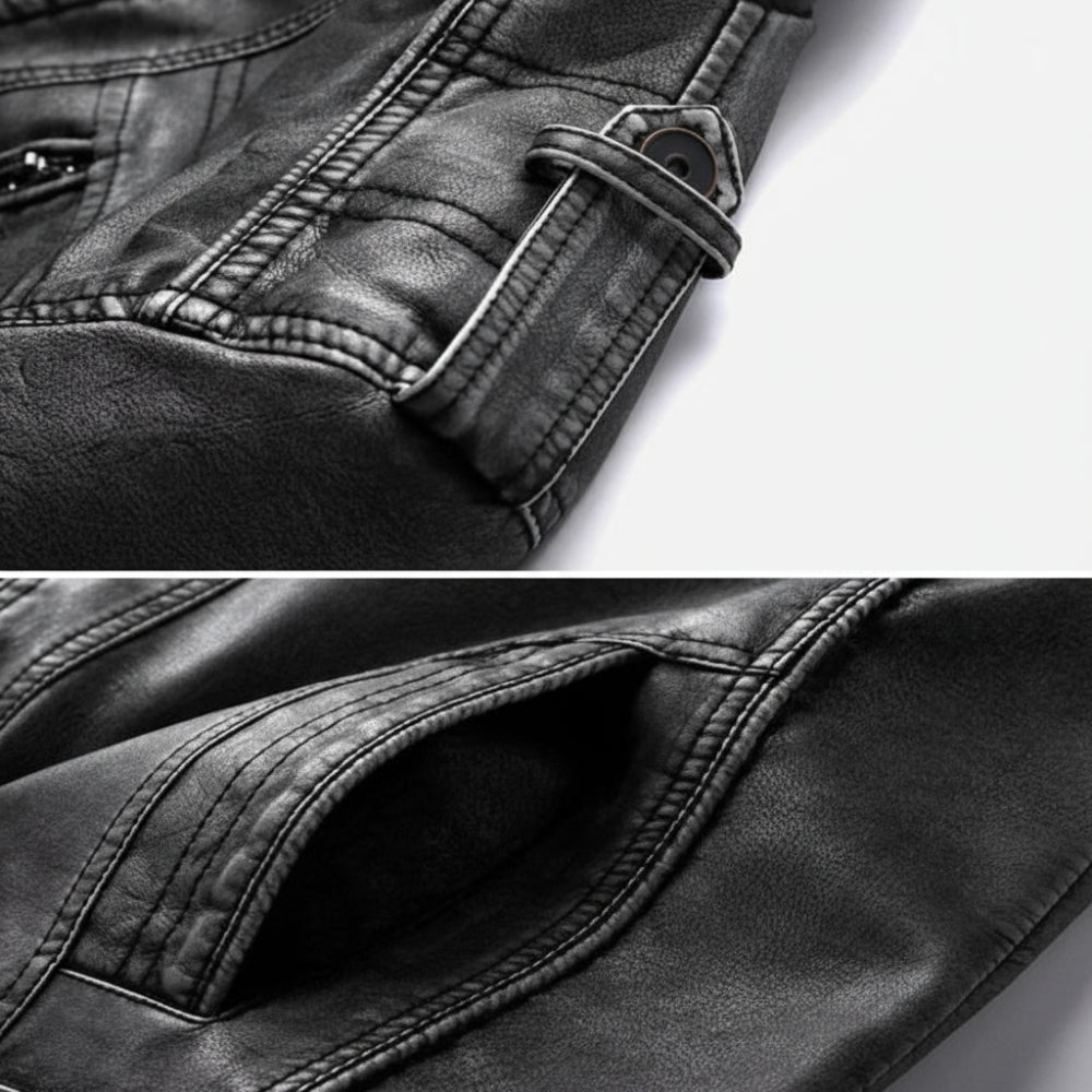 Men's Vintage Leather Jacket - Slim Fit Motorcycle Style