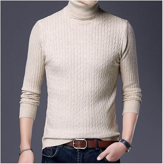 Men's knit turtleneck sweater | long warm jumper style