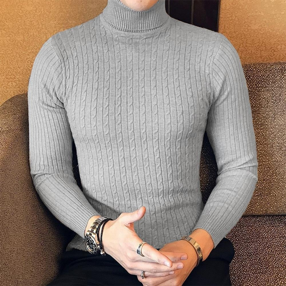 Men's knit turtleneck sweater | long warm jumper style