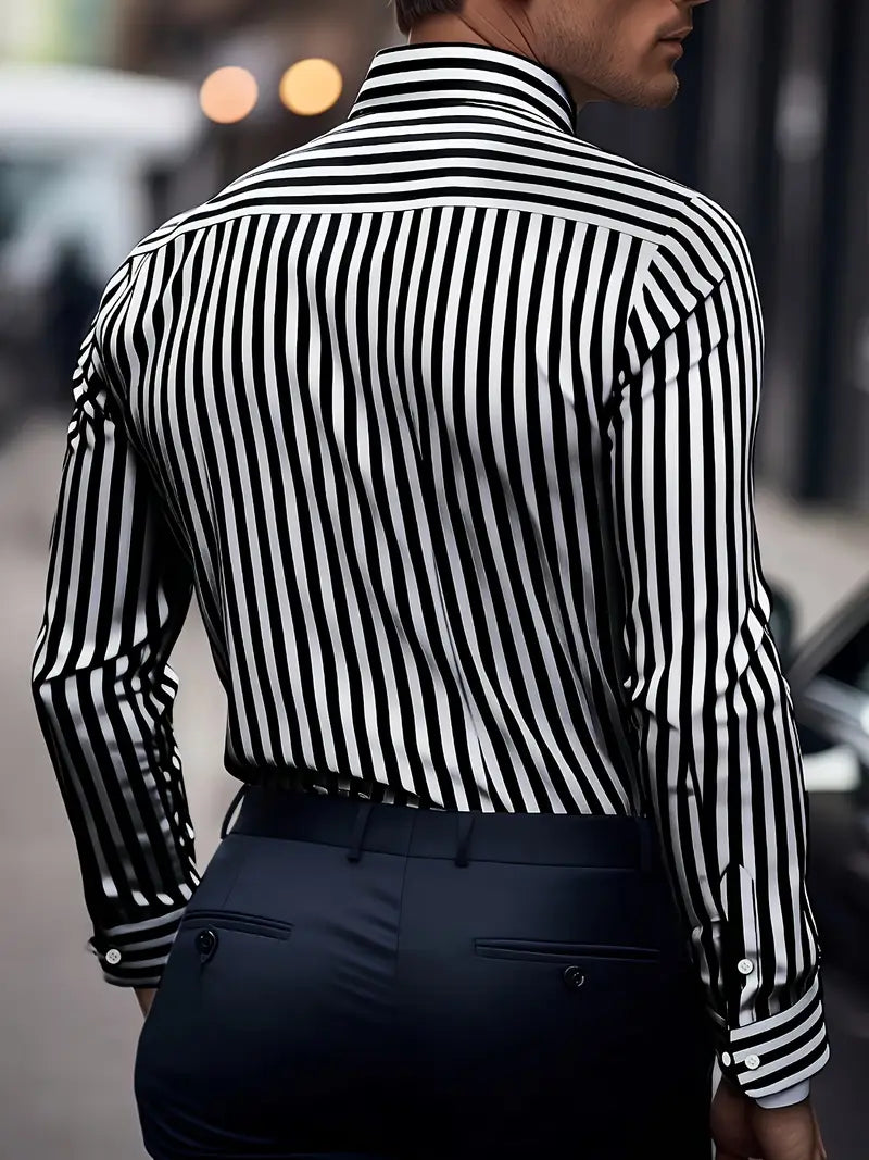 Men's long sleeve striped shirt | Casual designer fit