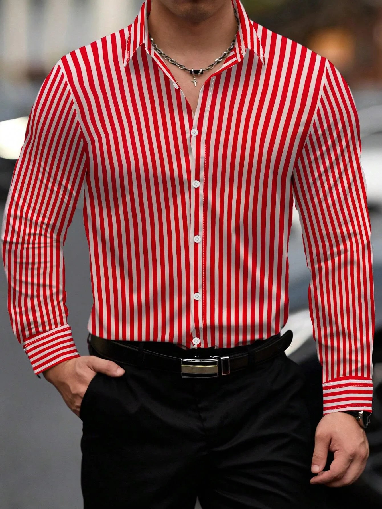 Men's long sleeve striped shirt | Casual designer fit