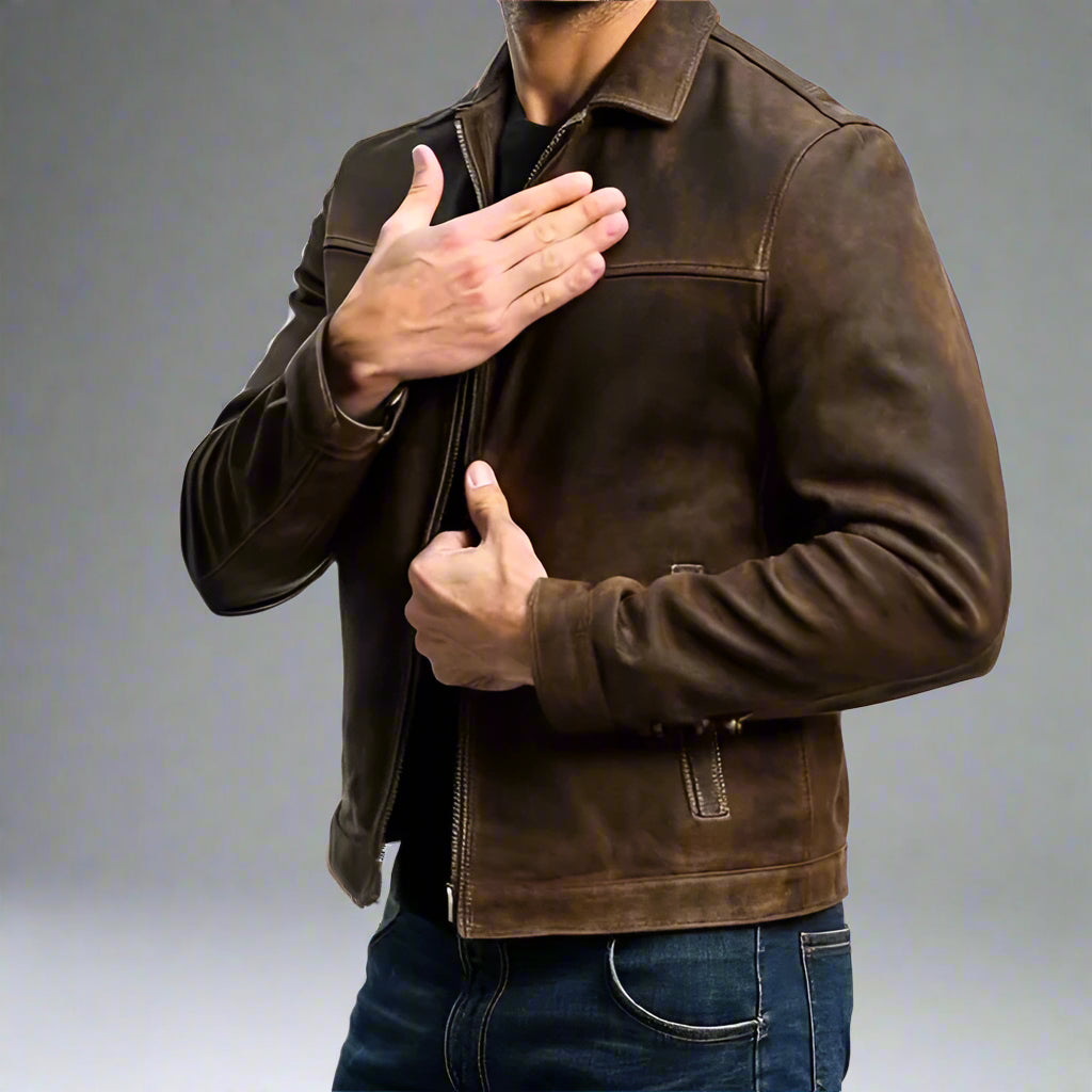 Men's vintage faux leather jacket | bomber retro style
