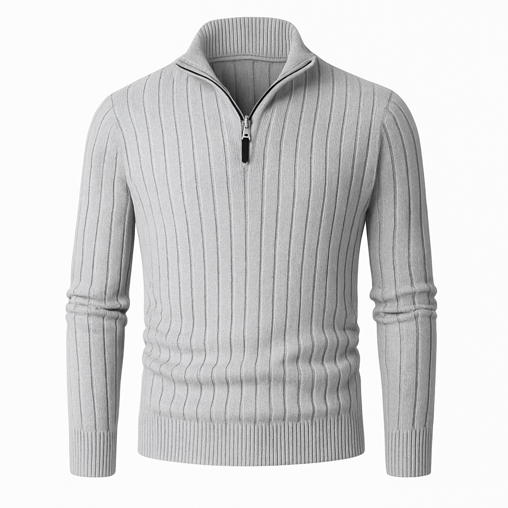 Men's Long Knit Sweater | Cashmere Zipper Jumper