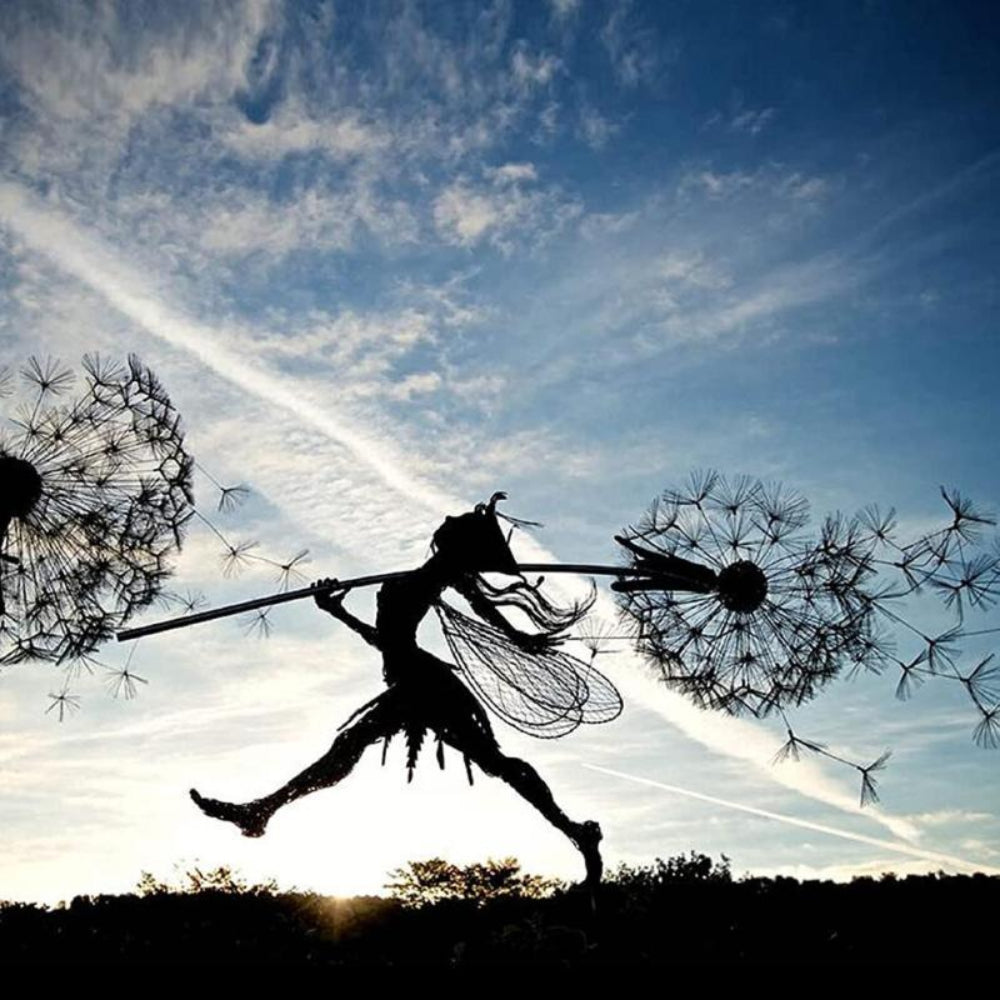 Metal Garden Sculpture Fairy Outdoor Statues Weather-Resistant Decor 2