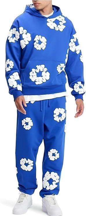 Women Floral Lounge Tracksuit Set Cozy Two Piece Loungewear