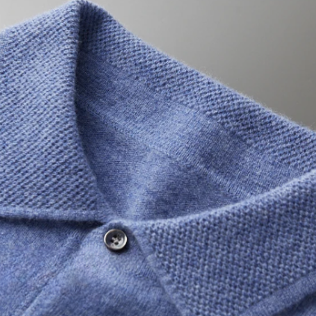 Men’s Oversized Knit Polo Shirt | Long Sleeve Casual Top