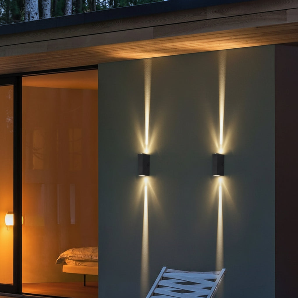 Outdoor Wall Light Modern Black LED Waterproof Fixture 0