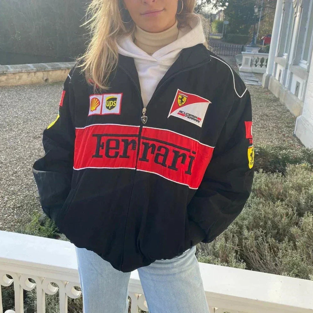 Oversized Racing Jacket Women Color Block Motorsport Style 7
