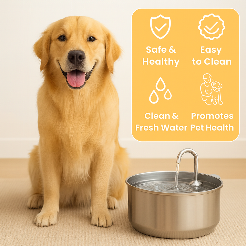 Pet Water Fountain Stainless Steel 8L Filtration Anti Bacterial Bowl