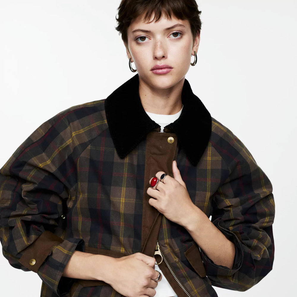 Women's Oversized Plaid Jacket - Long Casual Coat