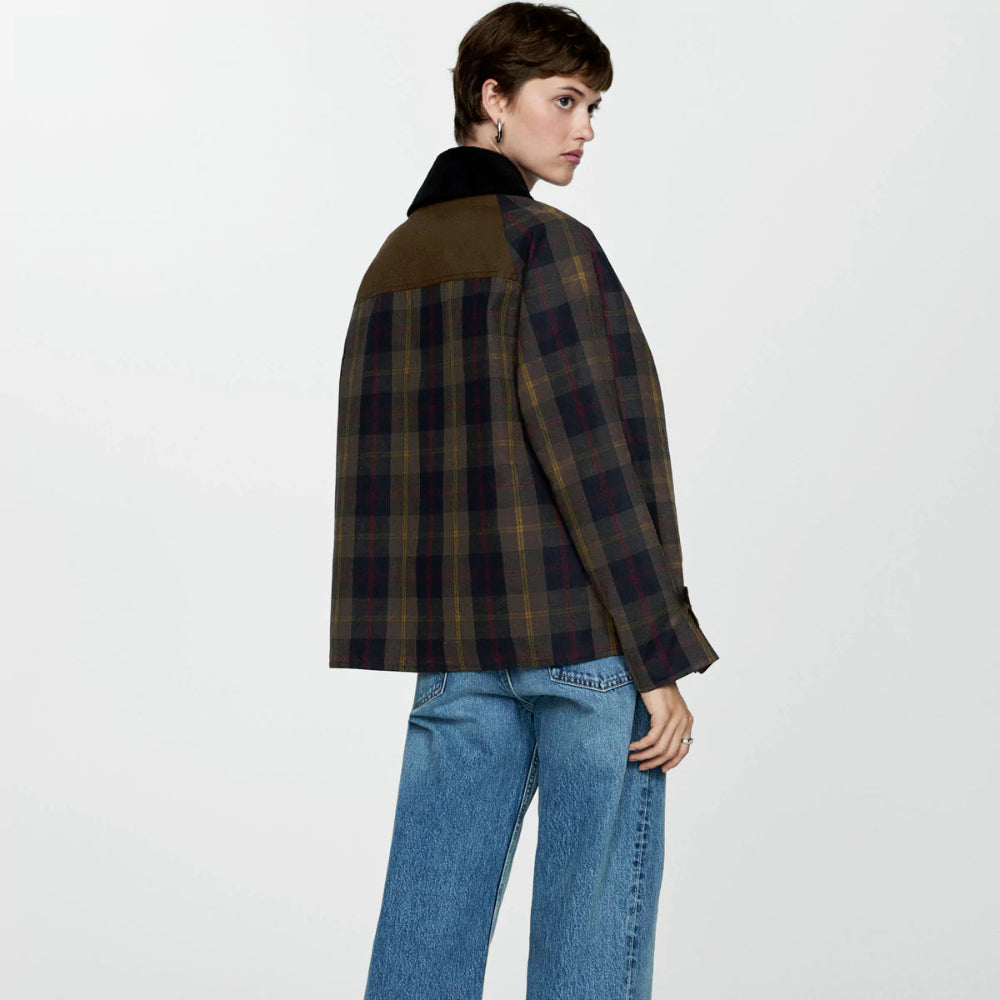 Women's Oversized Plaid Jacket - Long Casual Coat