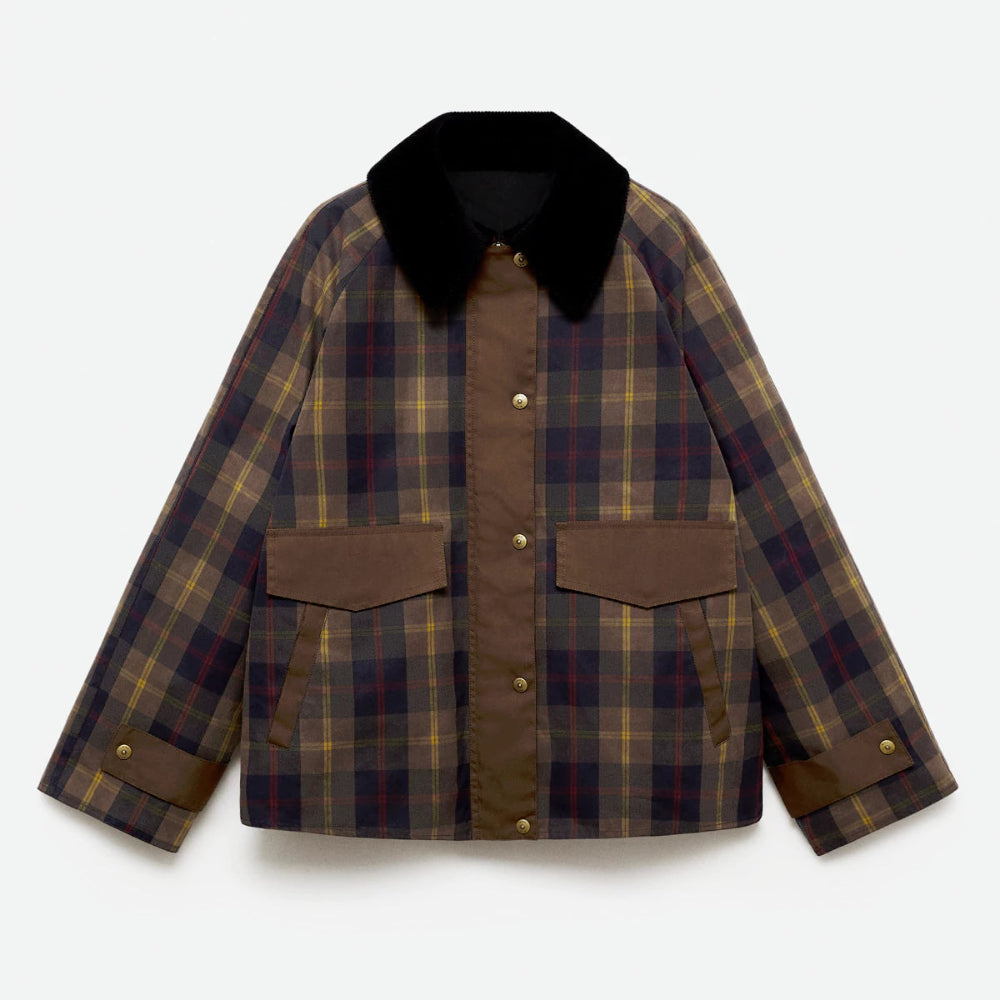 Women's Oversized Plaid Jacket - Long Casual Coat