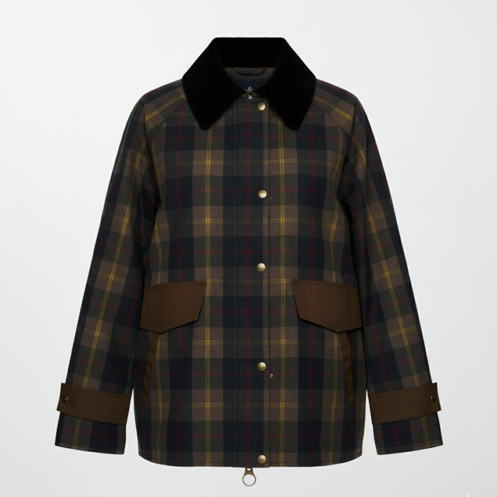 Women's Oversized Plaid Jacket - Long Casual Coat