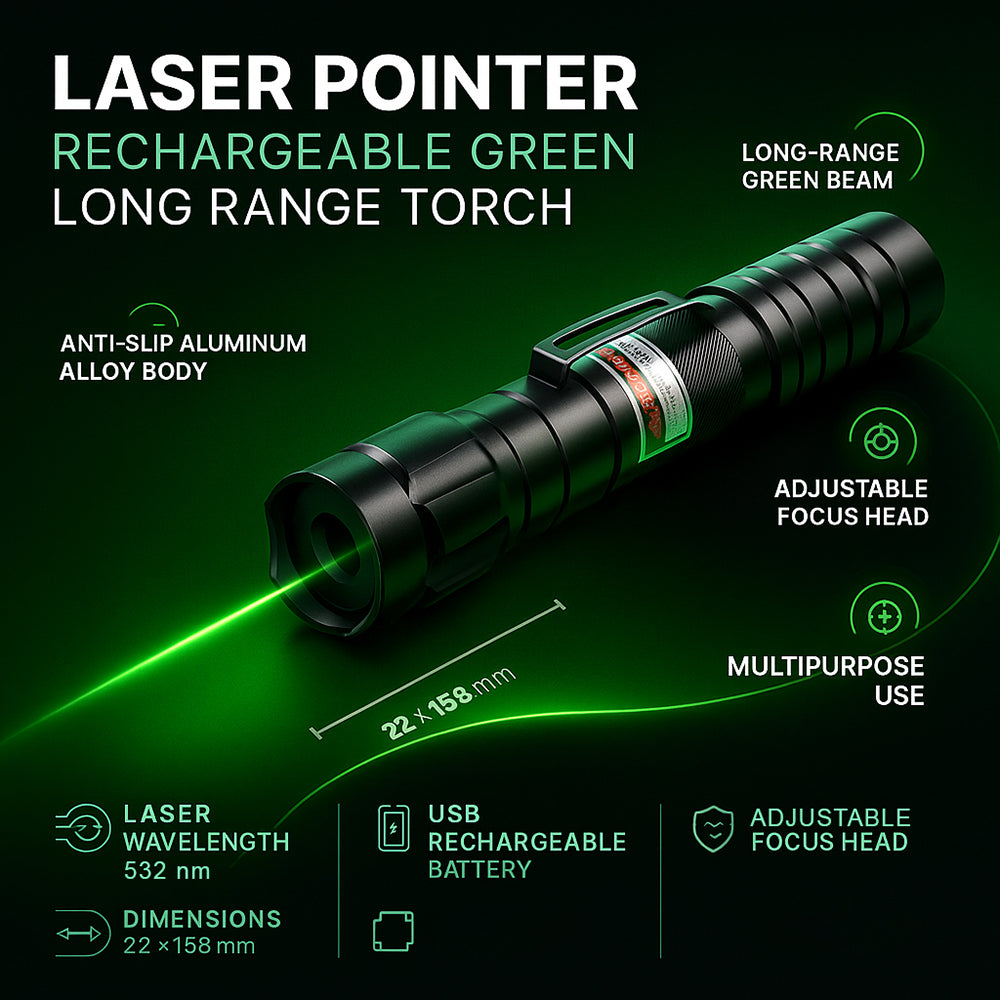 Rechargeable Green Laser Pointer Long Range Presentation Tool 2