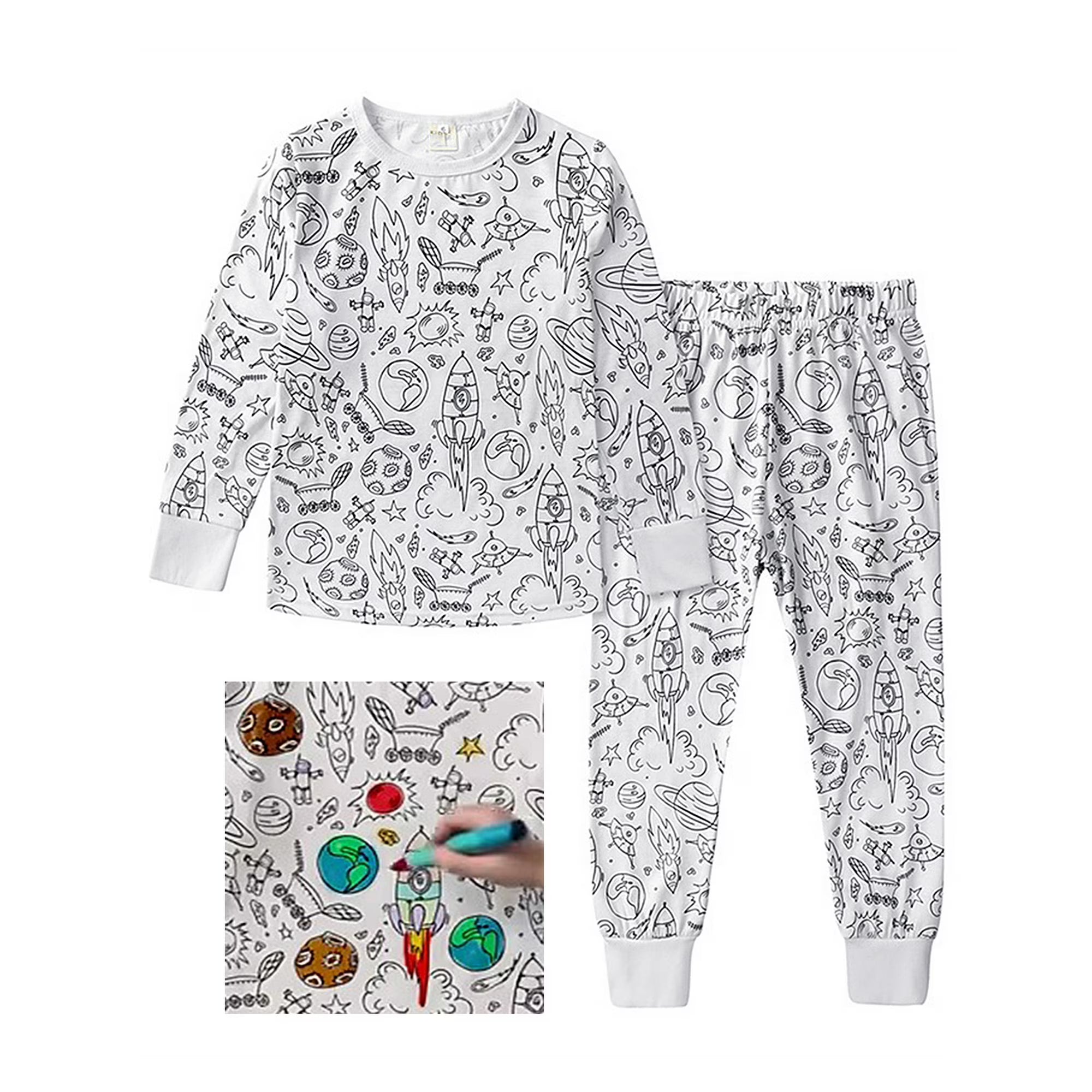 Kids Cartoon Pajama Set Two-Piece Loungewear Pants and Top