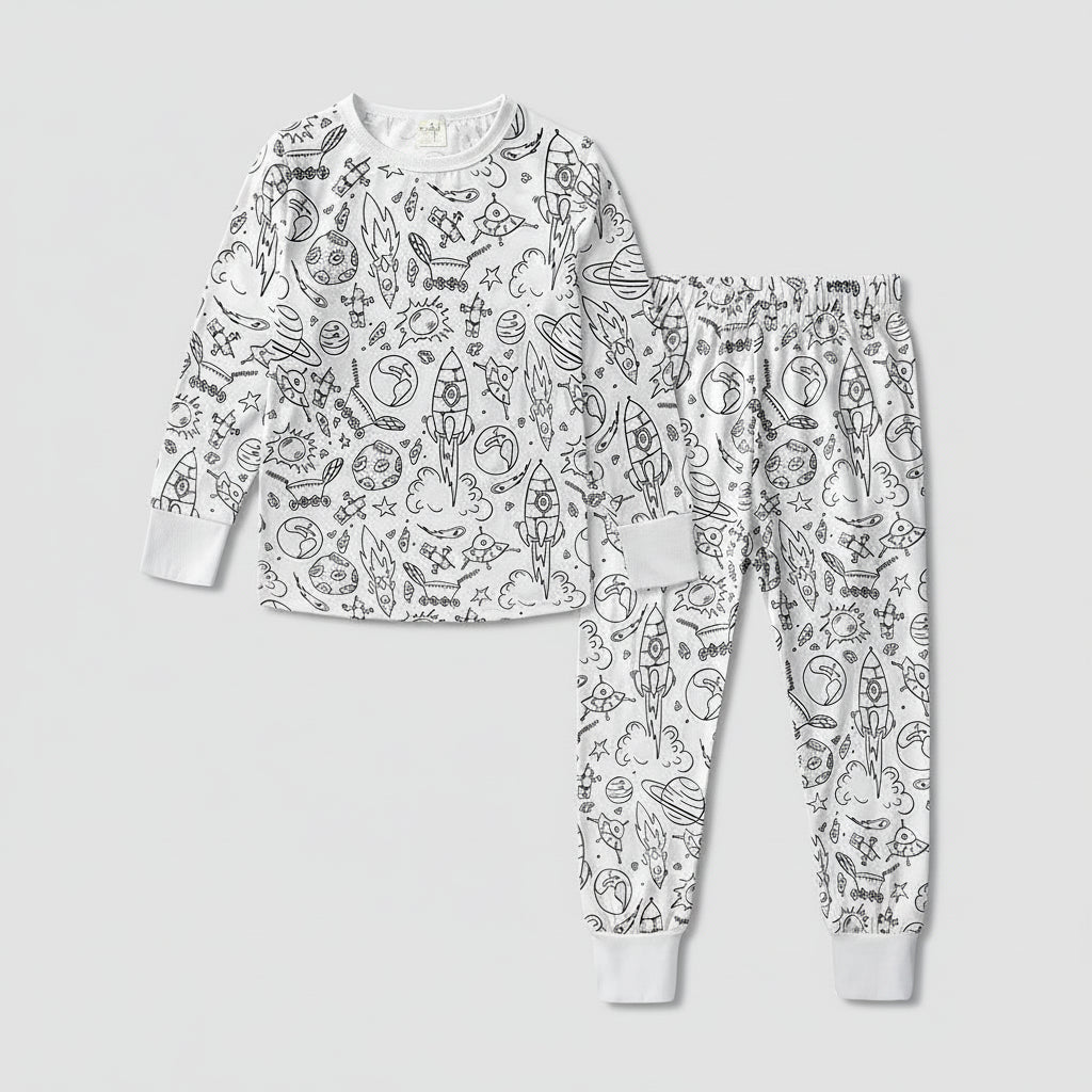 Kids Cartoon Pajama Set Two-Piece Loungewear Pants and Top