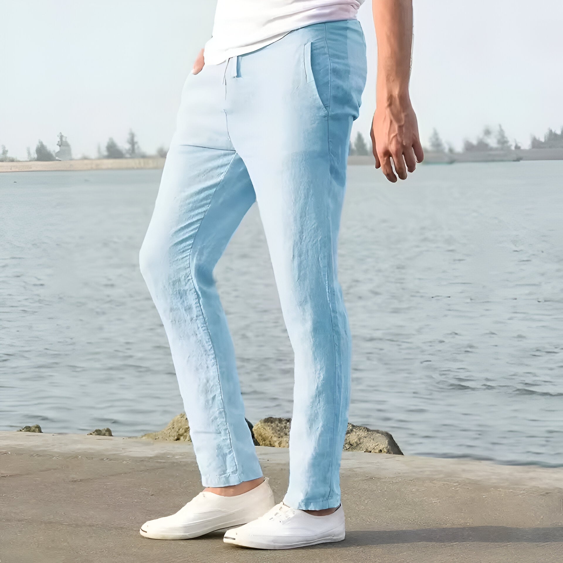 Men’s Linen Casual Pants | Lightweight Wide Leg Trousers