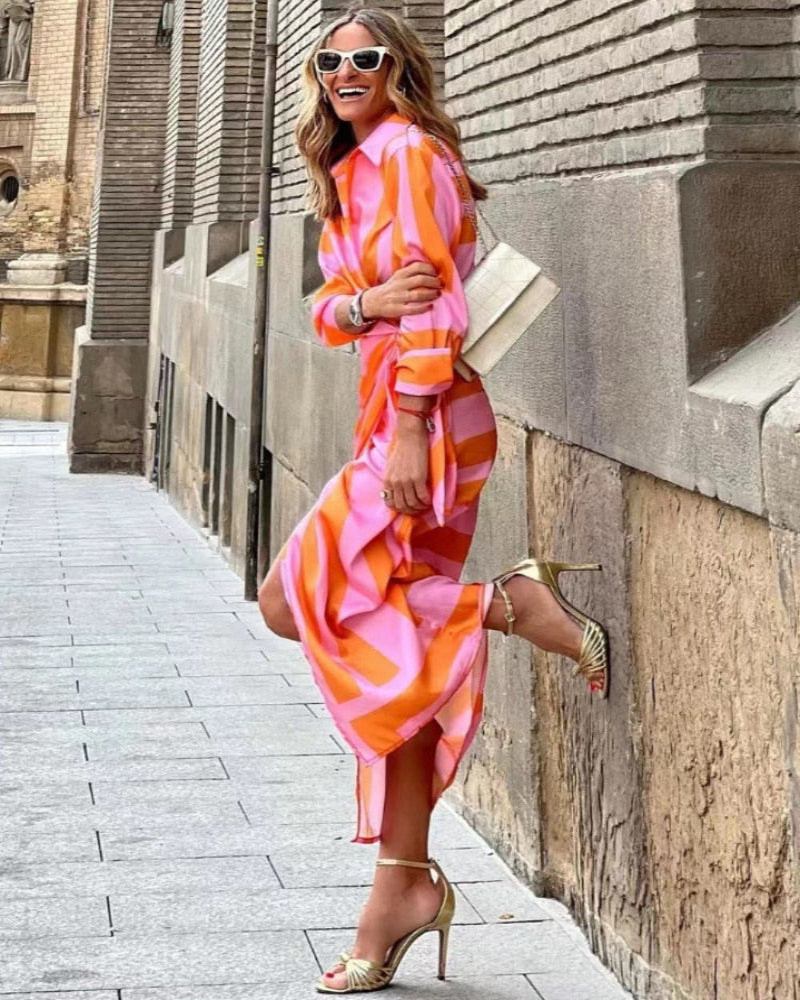 Women’s Summer Wrap Shirt Dress | Elegant Wedding Guest Midi