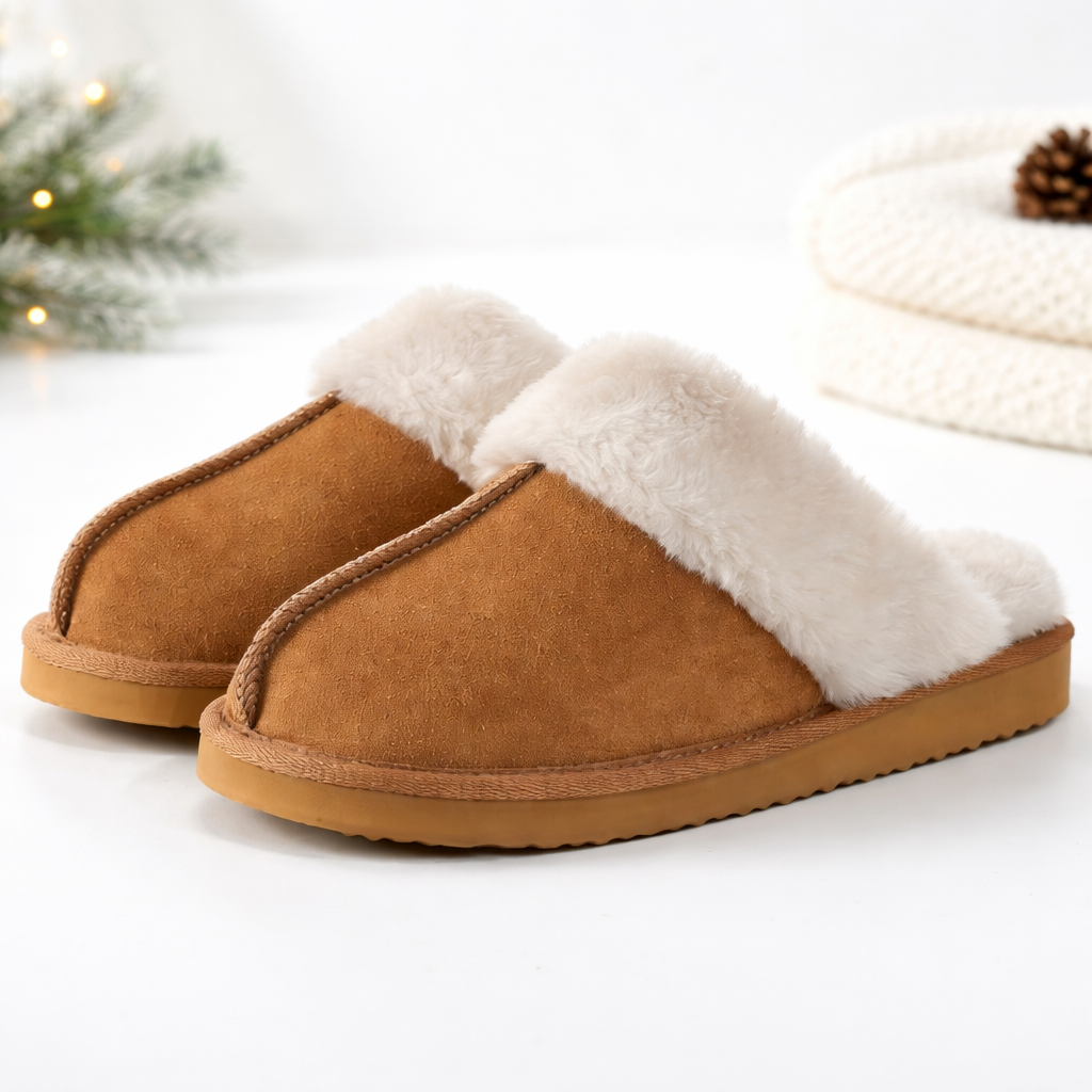 Slippers Women Cozy Faux Fur Lined Memory Foam Indoor Outdoor