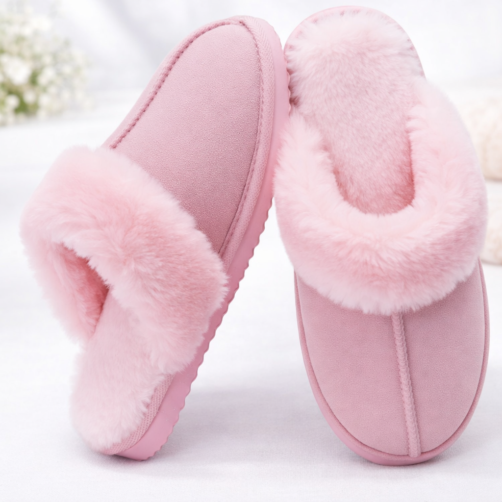 Slippers Women Cozy Faux Fur Lined Memory Foam Indoor Outdoor