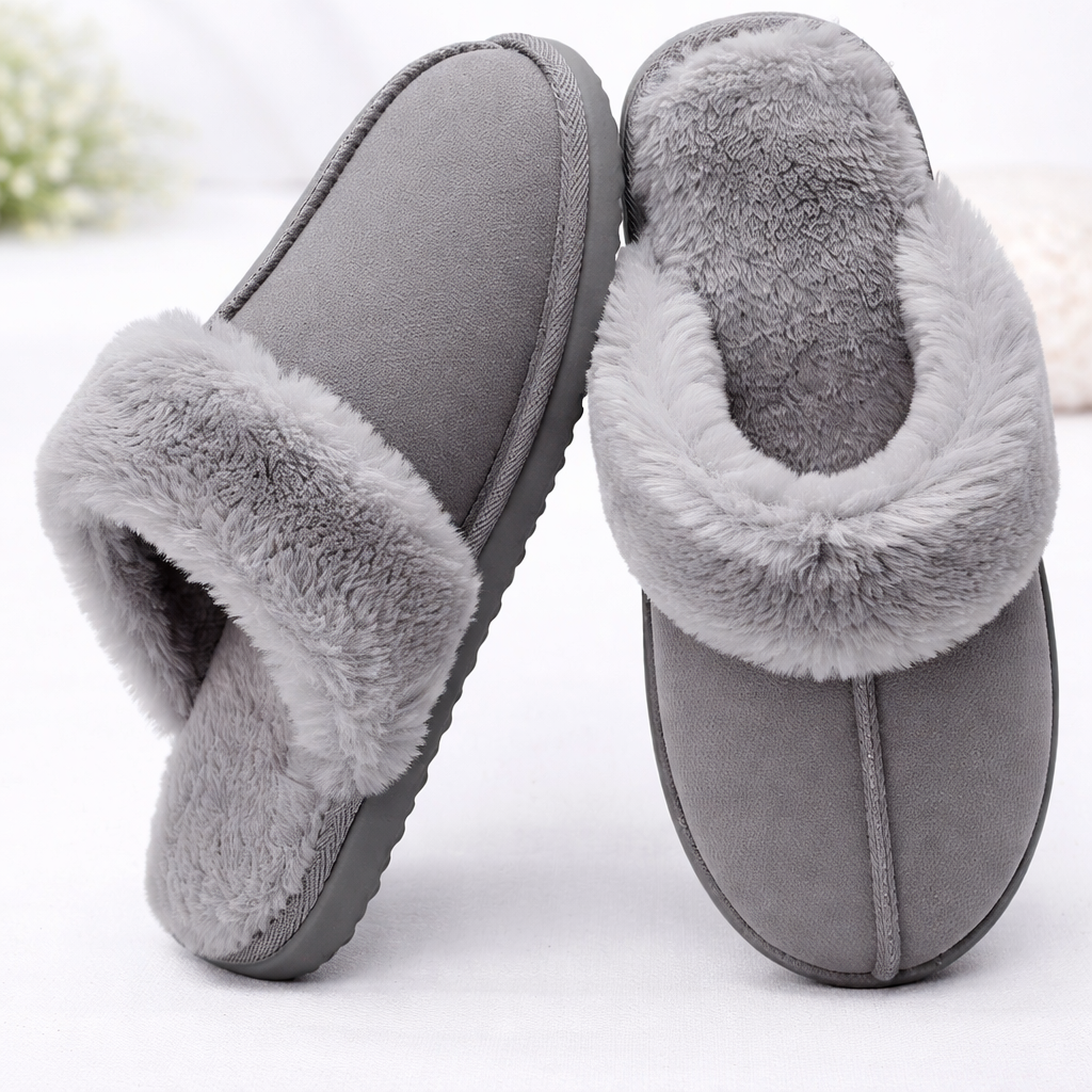 Slippers Women Cozy Faux Fur Lined Memory Foam Indoor Outdoor