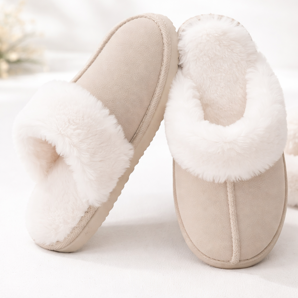 Slippers Women Cozy Faux Fur Lined Memory Foam Indoor Outdoor