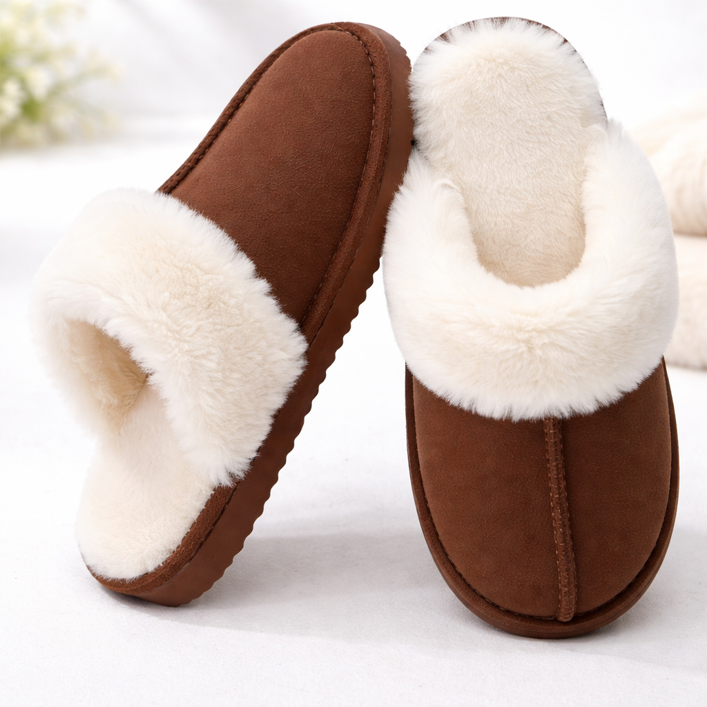 Slippers Women Cozy Faux Fur Lined Memory Foam Indoor Outdoor
