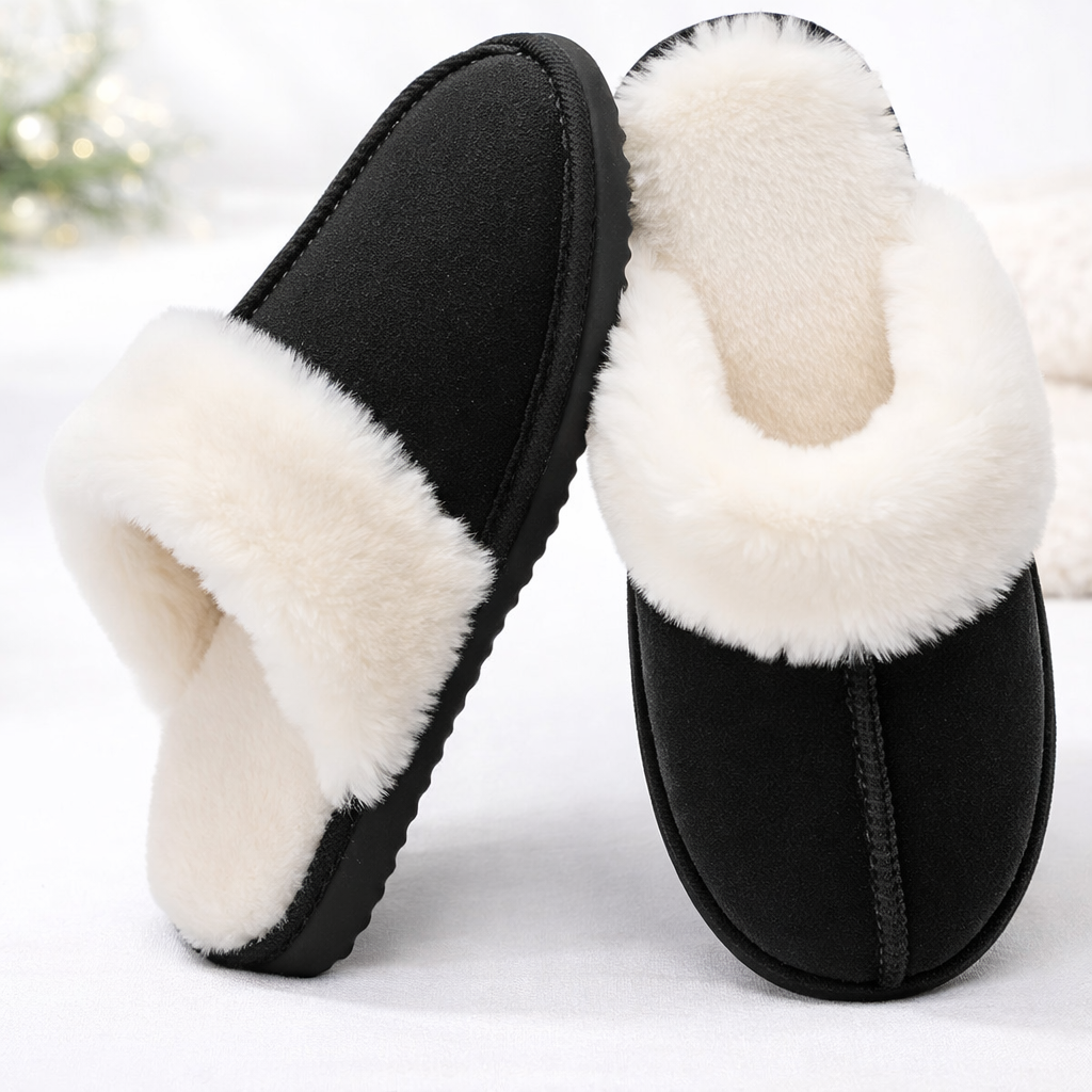 Slippers Women Cozy Faux Fur Lined Memory Foam Indoor Outdoor