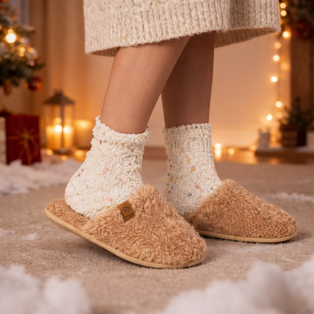 Slippers Women Plush Faux Fur Memory Foam Indoor Outdoor