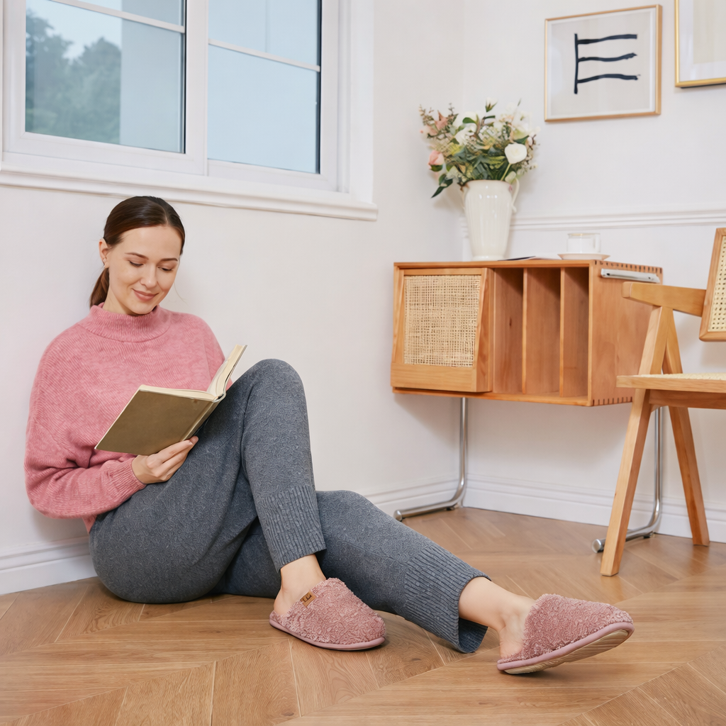 Slippers Women Plush Faux Fur Memory Foam Indoor Outdoor