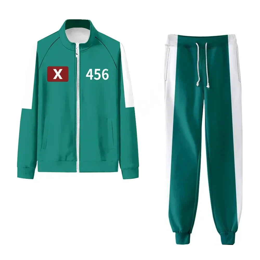 Squid Game Costume Set Unisex Training Suit Green Jacket Pants 1