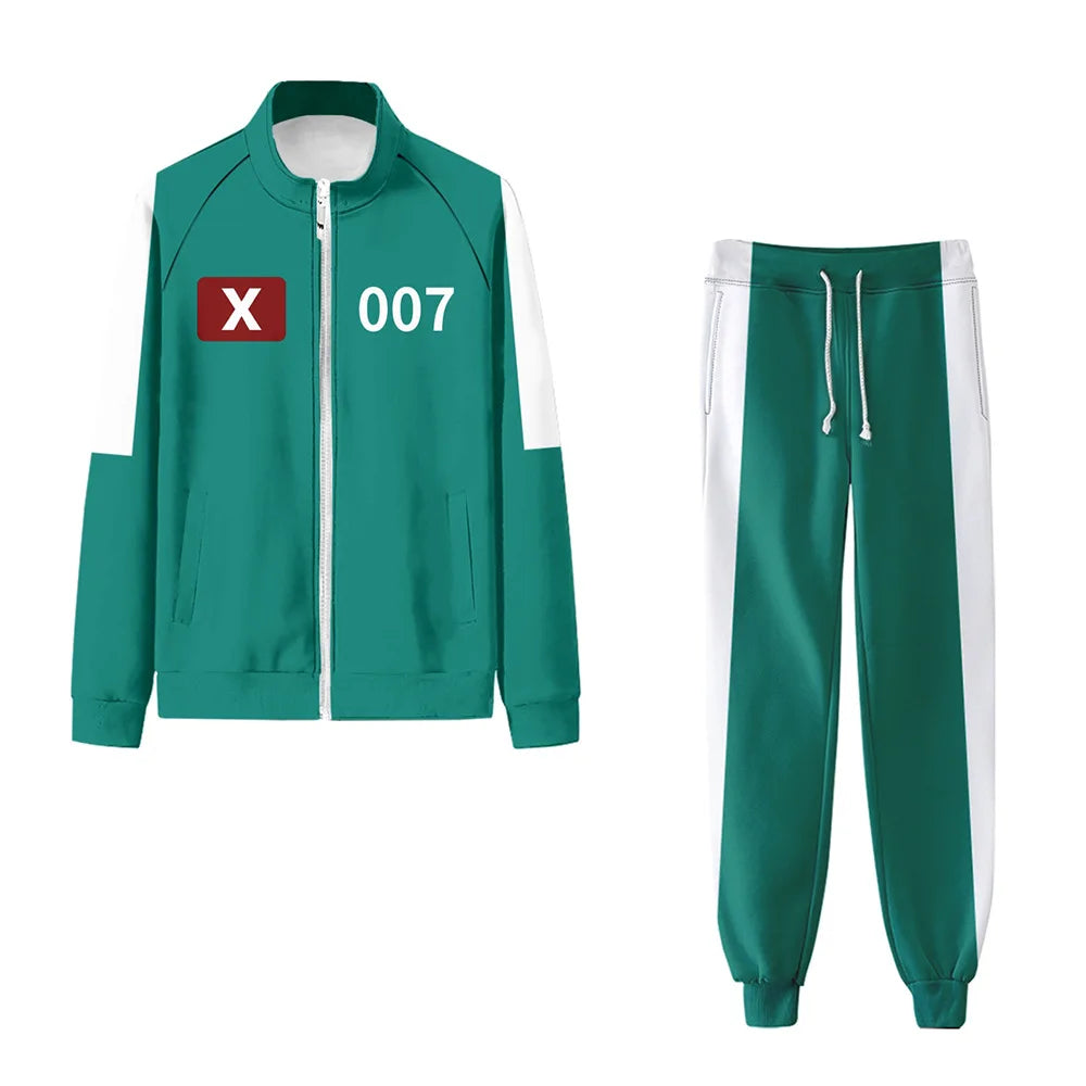 Squid Game Costume Set Unisex Training Suit Green Jacket Pants 2