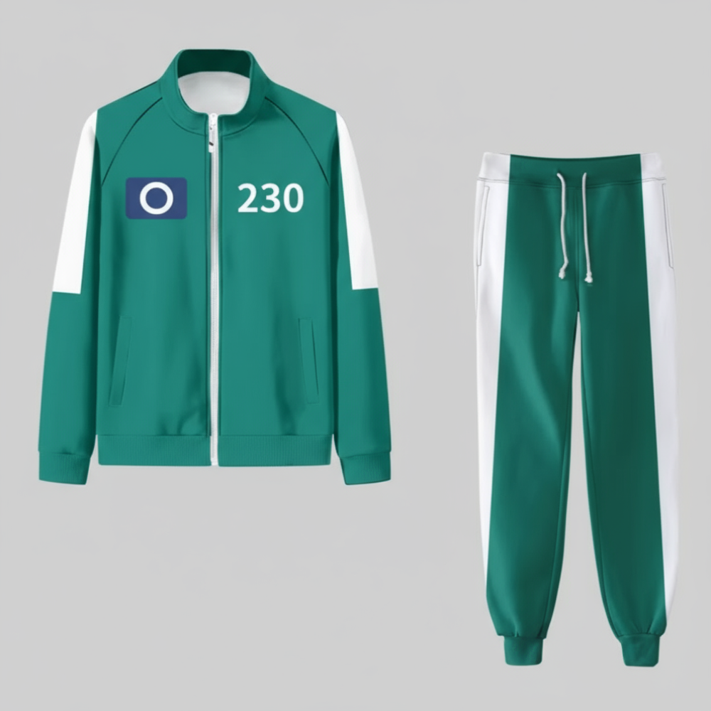 Squid Game Costume Set Unisex Training Suit Green Jacket Pants 4