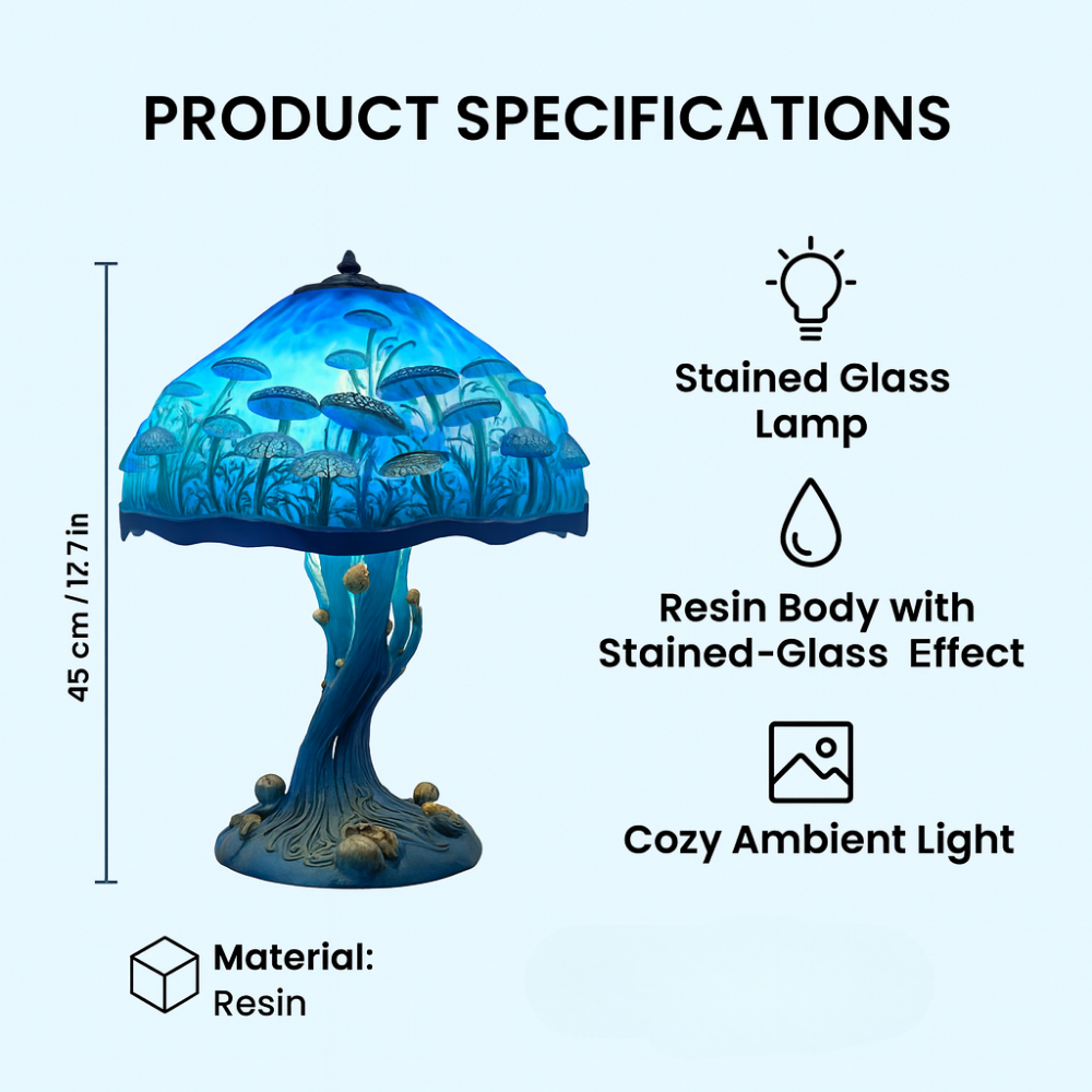 Stained Glass Lamp Mushroom Design Decorative Table Light