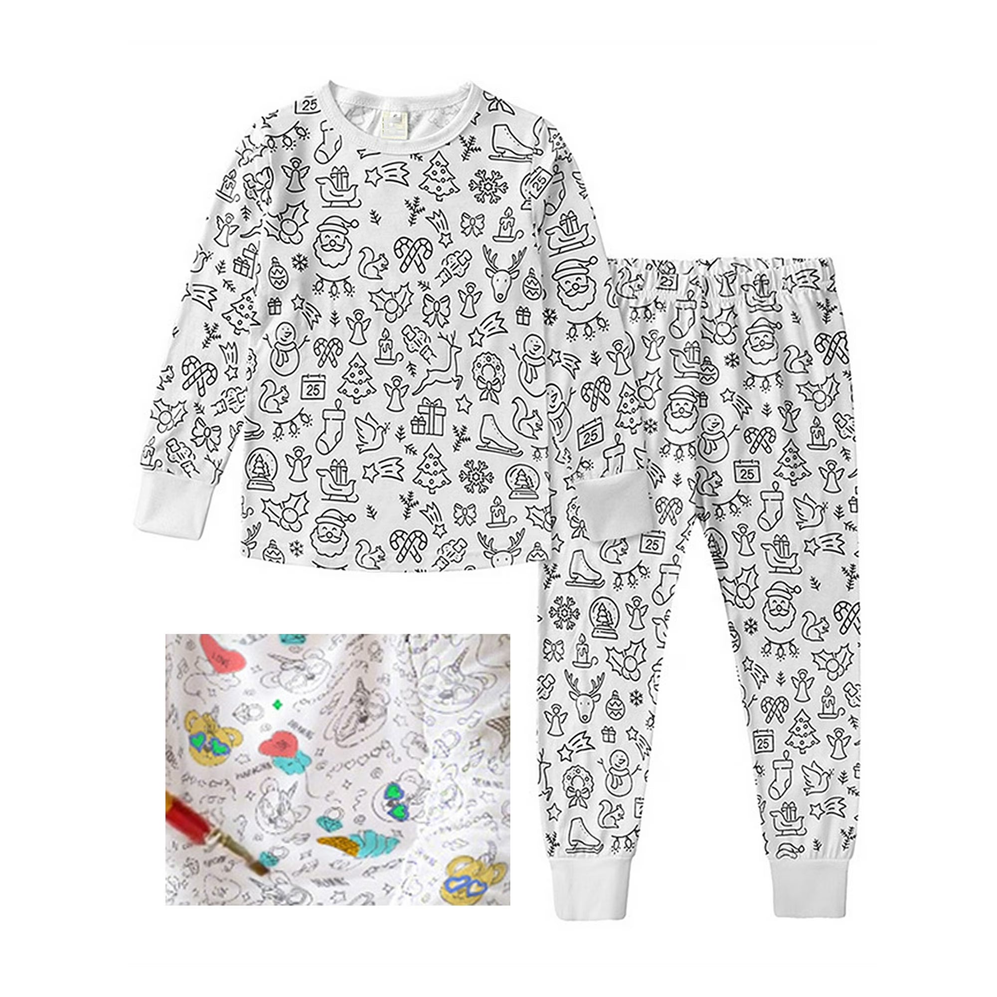 Kids Cartoon Pajama Set Two-Piece Loungewear Pants and Top