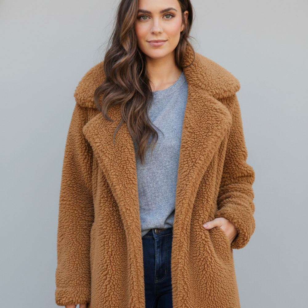 Women's Long Oversized Coat - Faux Fur - Teddy Jacket Winter