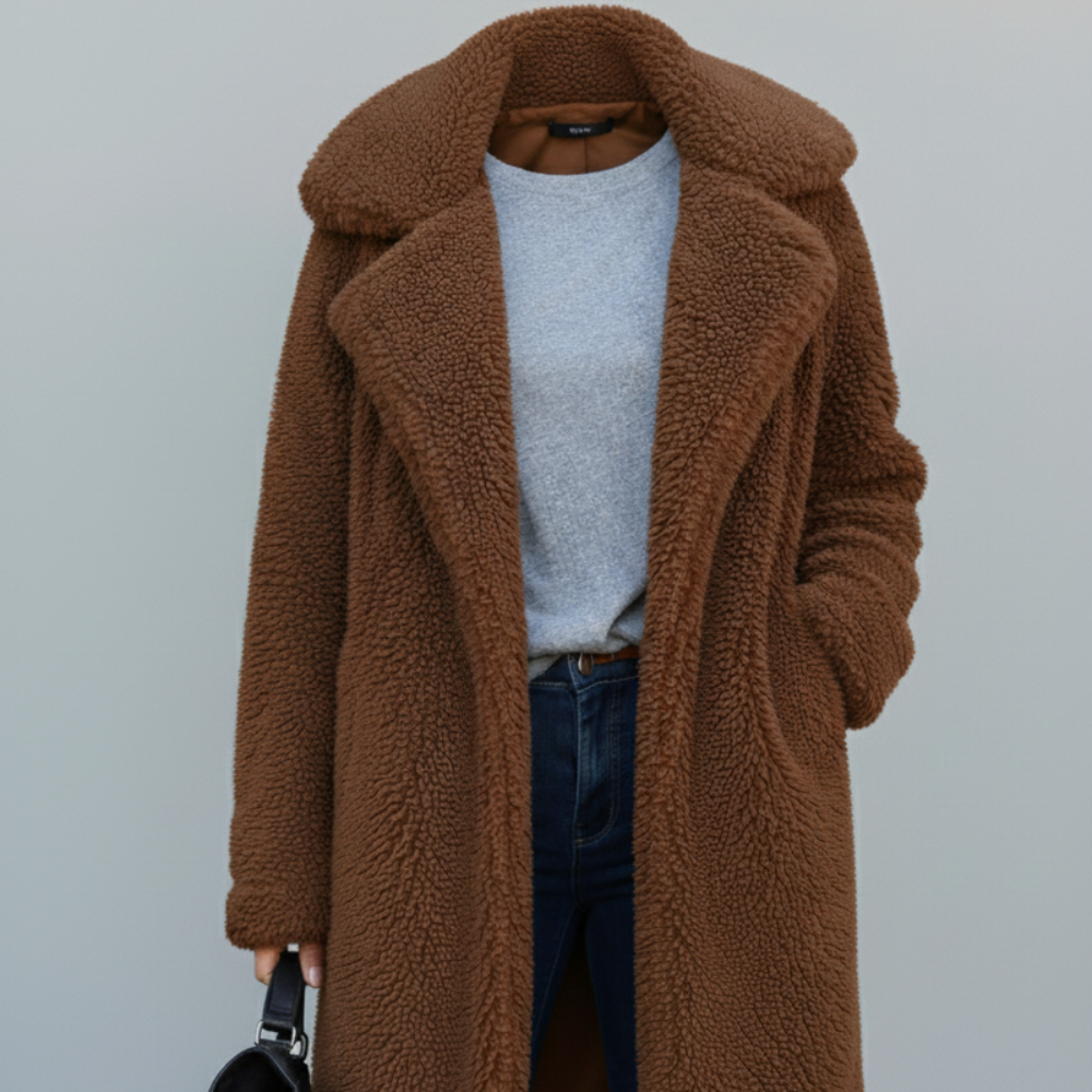 Women's Long Oversized Coat - Faux Fur - Teddy Jacket Winter