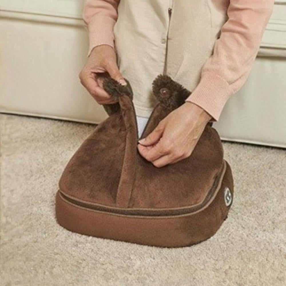 Heated Slippers Soft Fleece Foot Warmer Massage Vibration