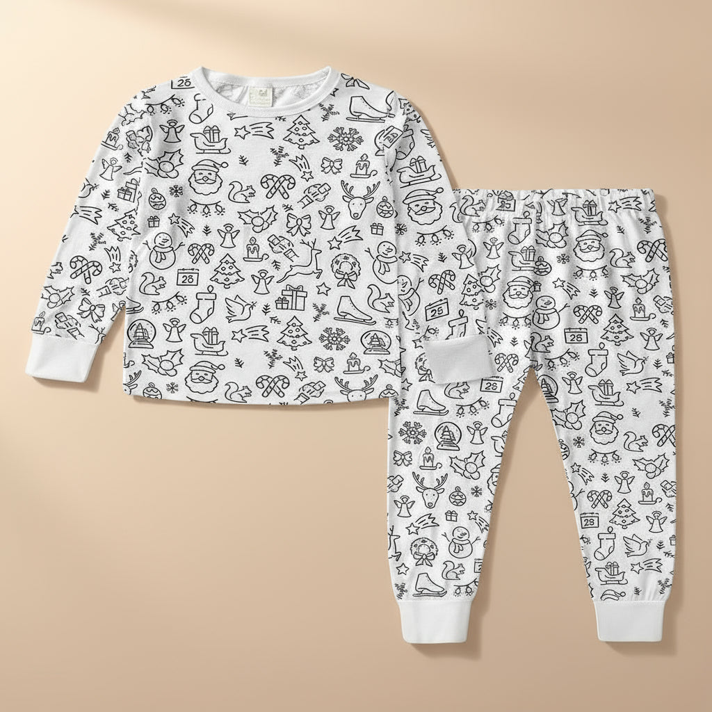 Kids Cartoon Pajama Set Two-Piece Loungewear Pants and Top