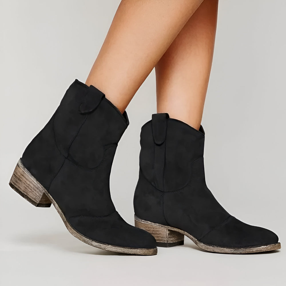 Women's Cowgirl Ankle Boots – Western Suede