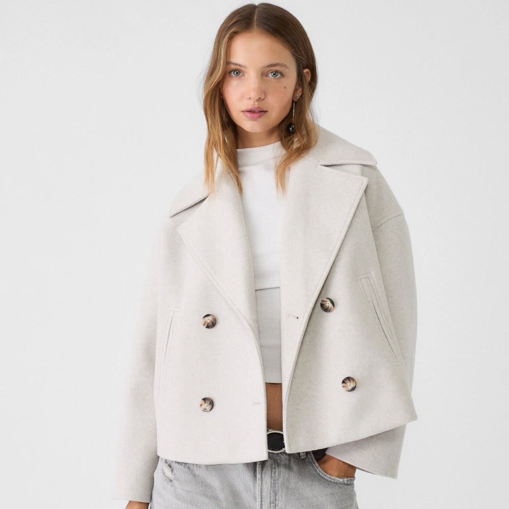 Women's Oversized Wool Coat - Short Double