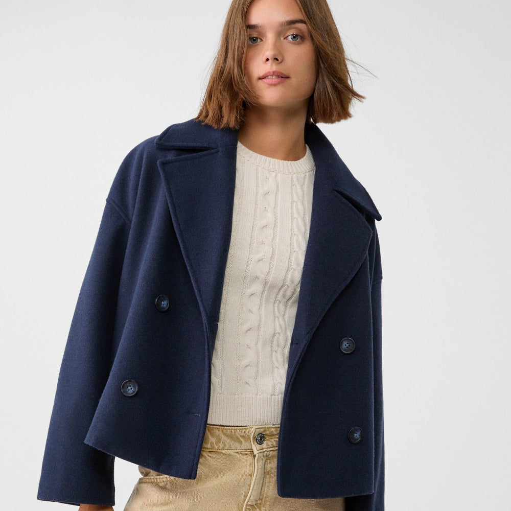 Women's Oversized Wool Coat - Short Double