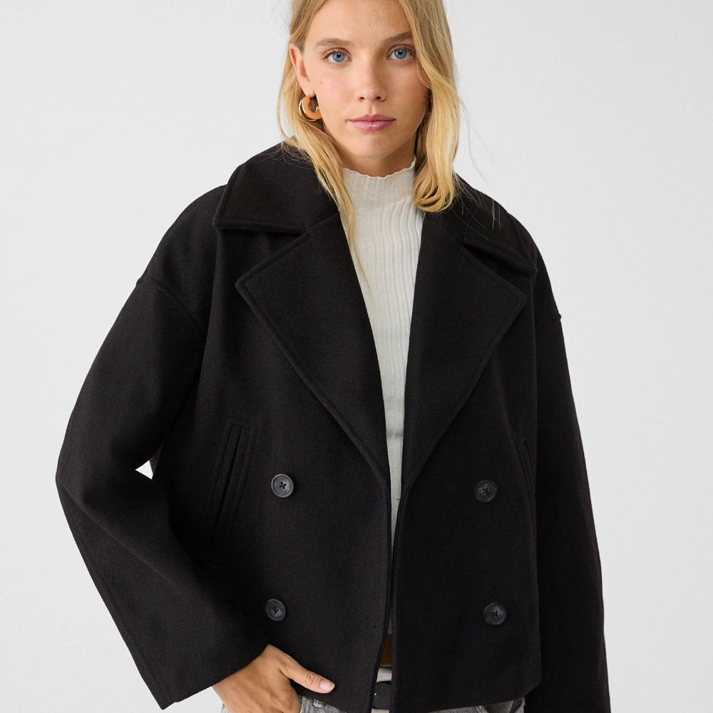 Women's Oversized Wool Coat - Short Double