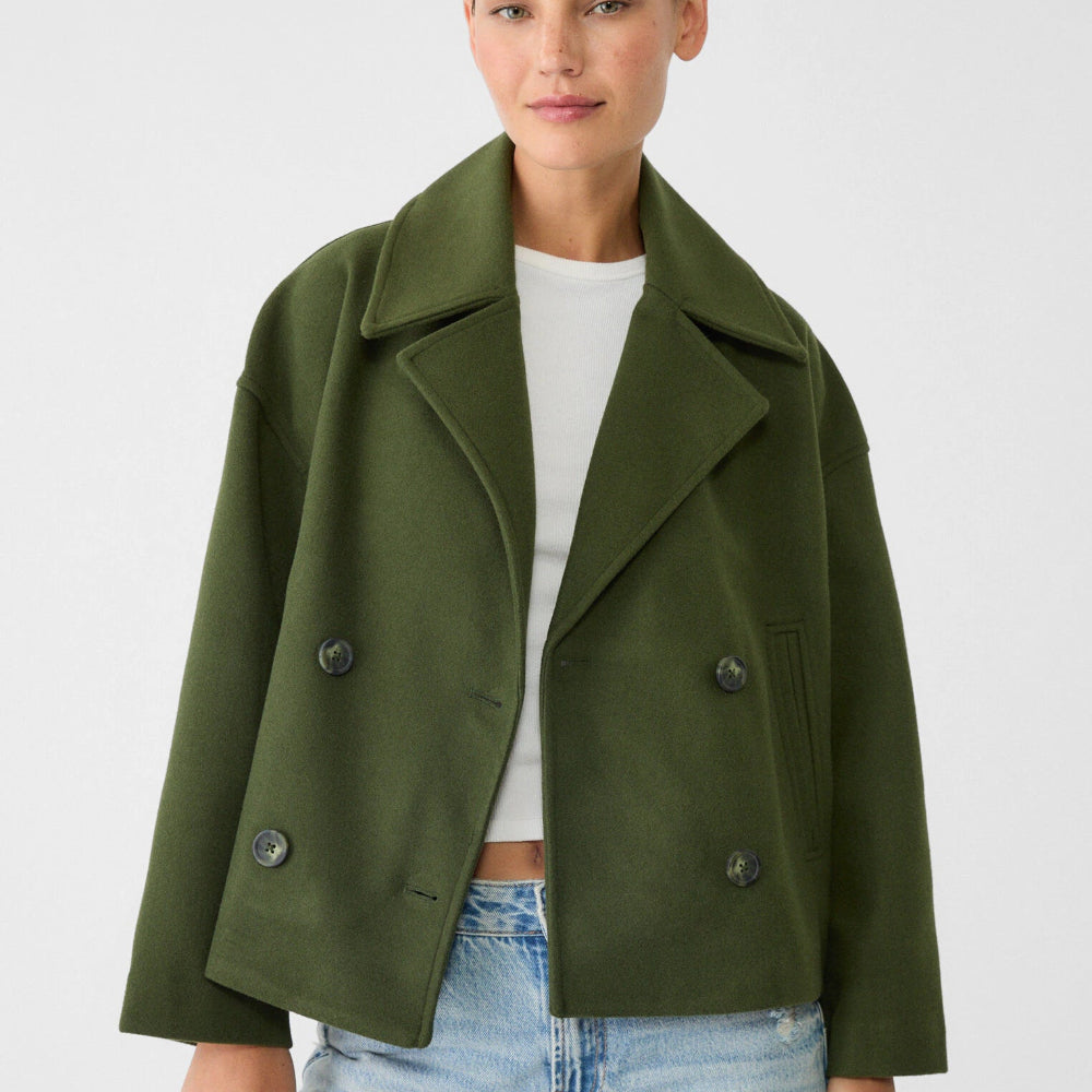 Women's Oversized Wool Coat - Short Double