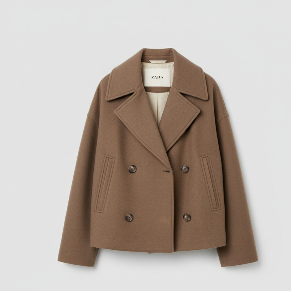 Women's Oversized Wool Coat - Short Double