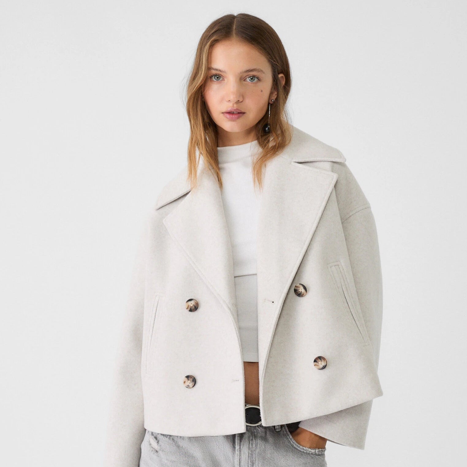 Women's Jacket Short Double Breasted Stylish Outerwear Tailored Fit 0