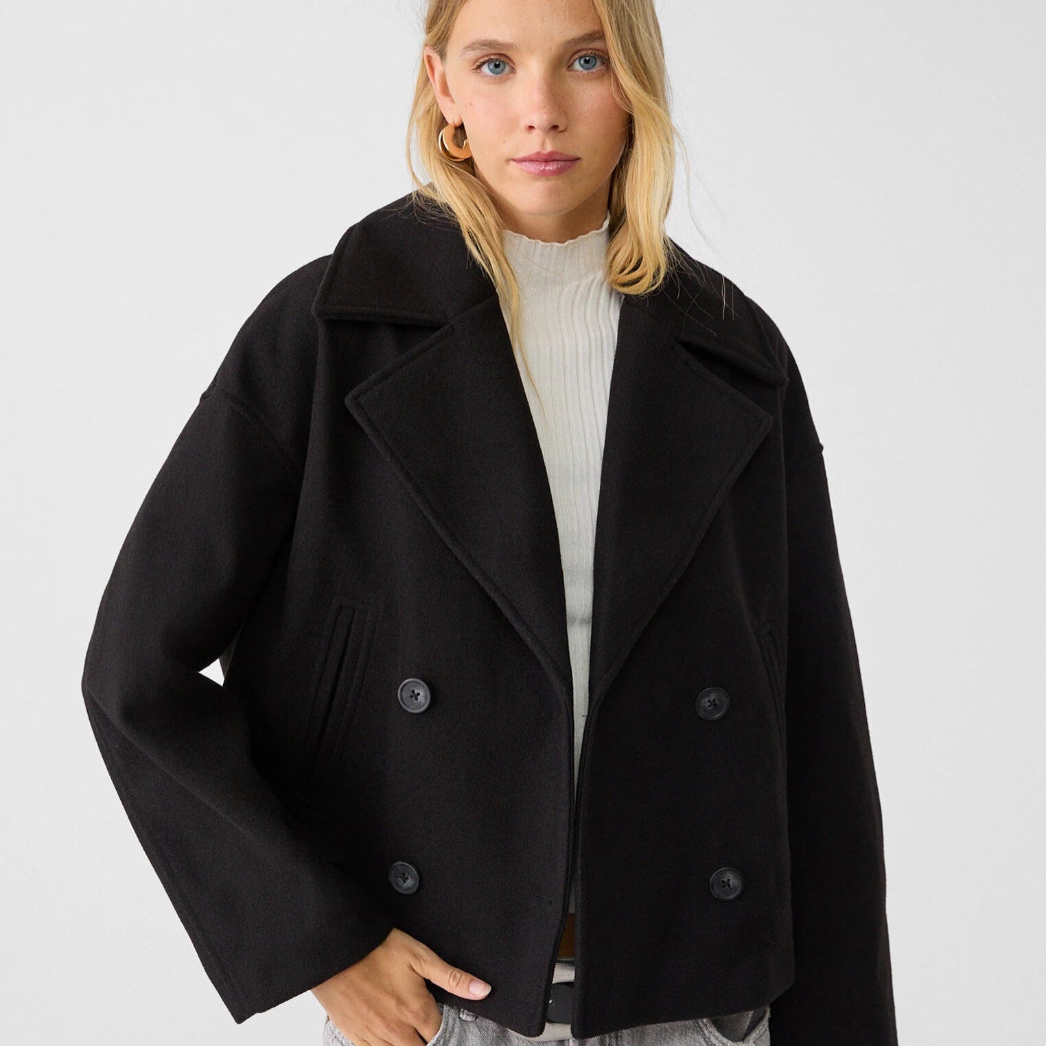 Women's Jacket Short Double Breasted Stylish Outerwear Tailored Fit 1