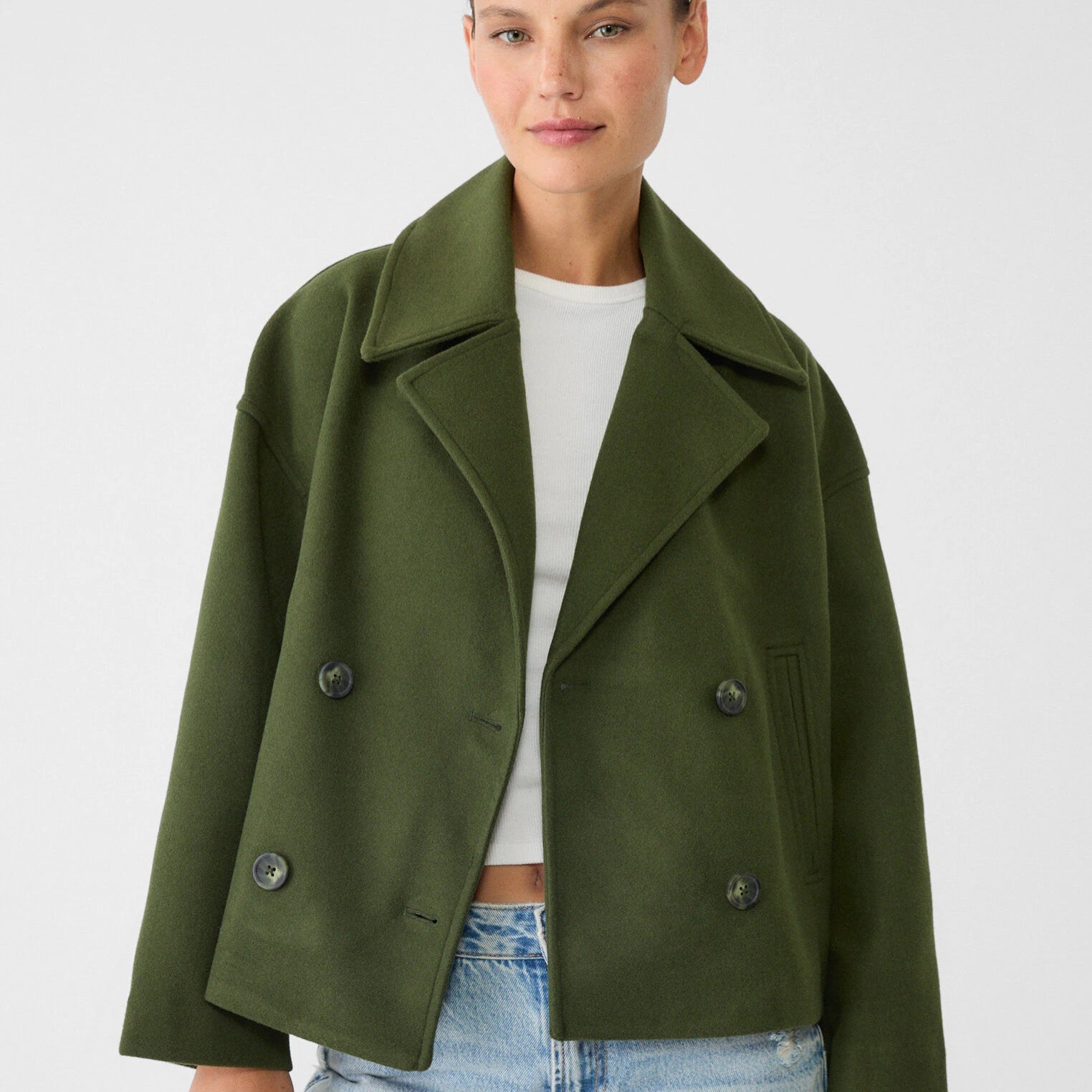 Women's Jacket Short Double Breasted Stylish Outerwear Tailored Fit 3