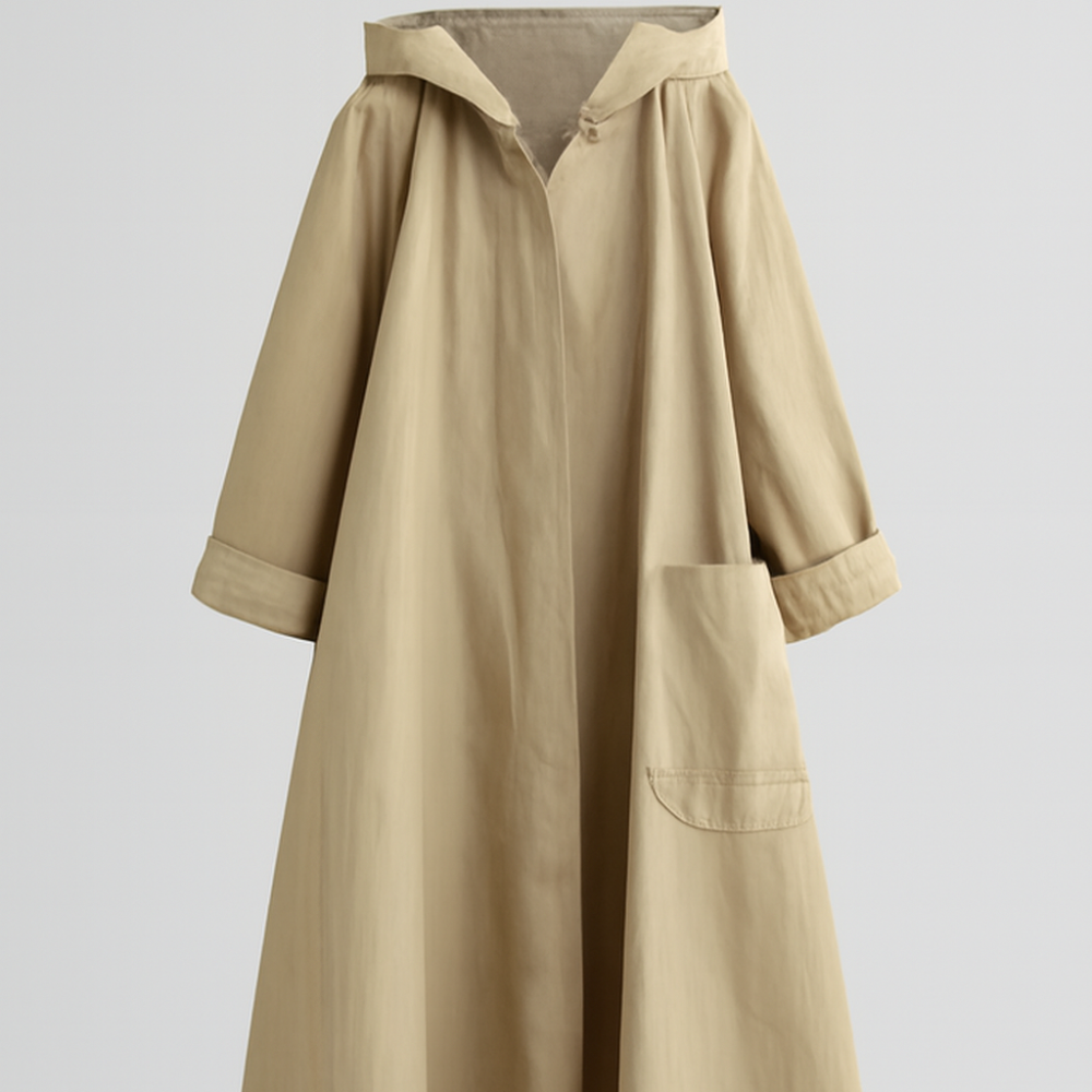 Women's Long Lightweight Trench Over Coat - Oversized Hooded