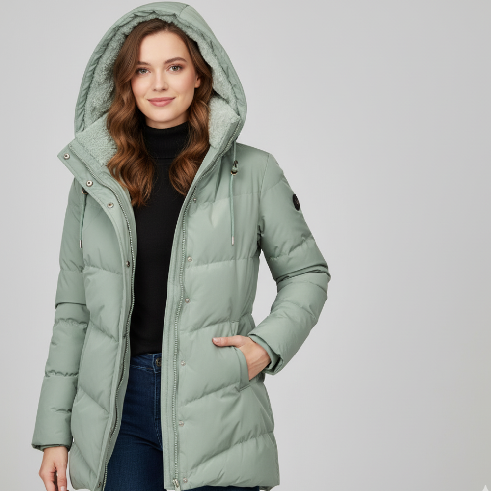 Women's Puffer Parka Coat - Winter Jacket Hooded